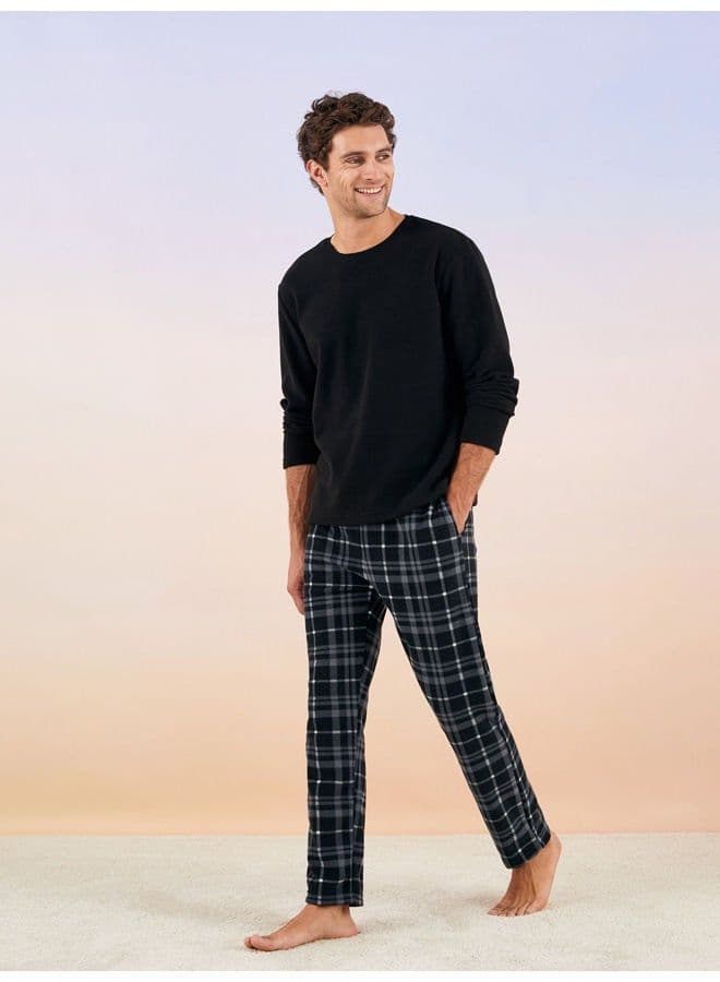 Standard Pattern Plaid Fleece Men's Pajamas Set