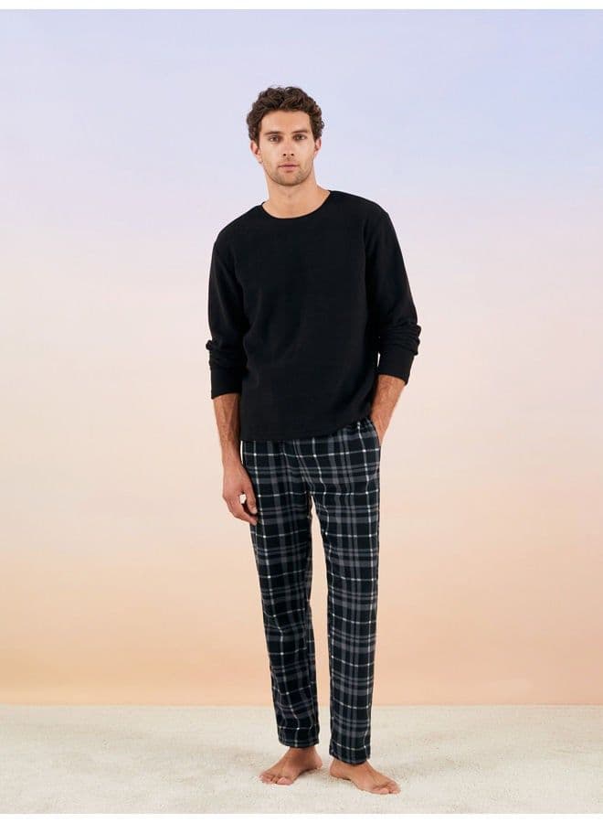 Standard Pattern Plaid Fleece Men's Pajamas Set