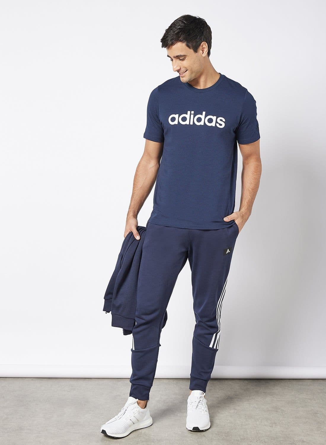 Essentials Embroidered Linear Logo T-Shirt Navy