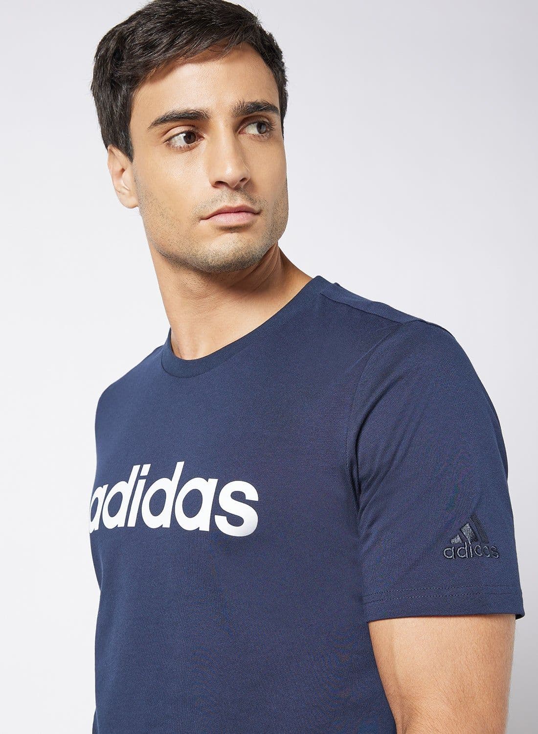 Essentials Embroidered Linear Logo T-Shirt Navy